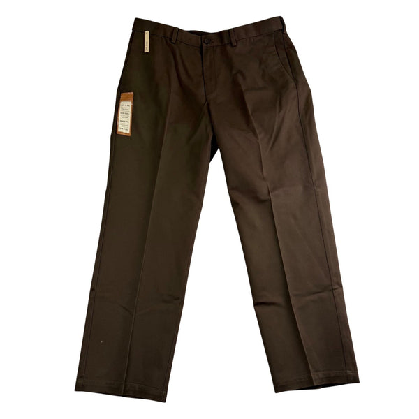 Haggar Mens Brown Pants Classic Fit Flat Front Sz 36W X 30L - New