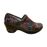 Jambu Women’s Multicolor Leather Floral Slip-On Wedge Miro Clogs Shoes Size 6.5M