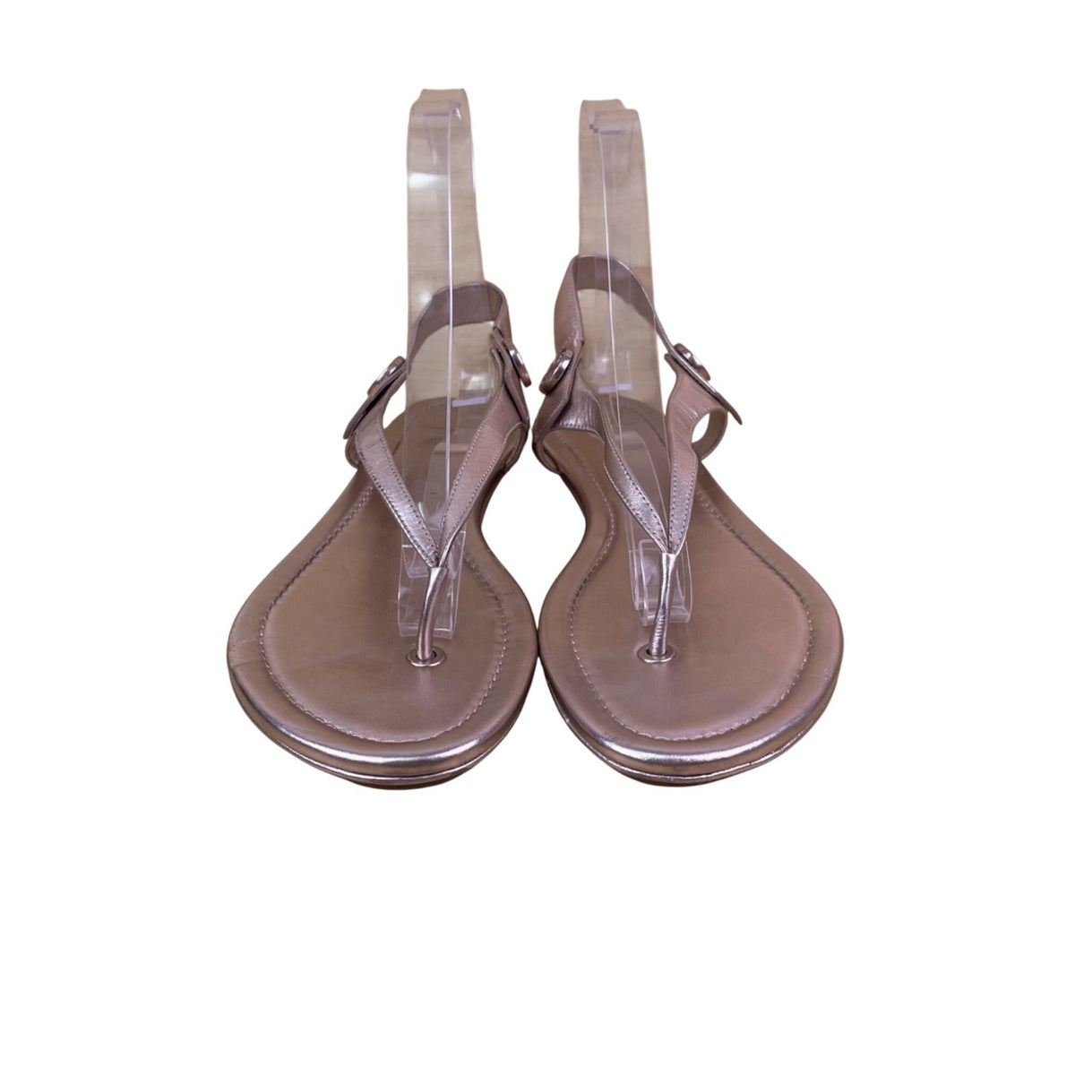 Tory Burch Women’s Rose Gold Leather Logo Accent Thong Sandals Size 11M