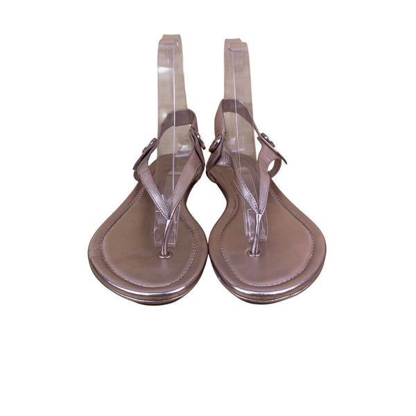 Tory Burch Women’s Rose Gold Leather Logo Accent Thong Sandals Size 11M