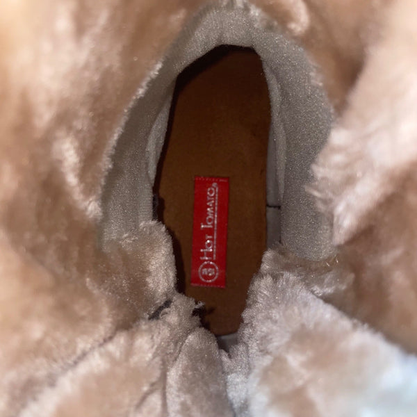 Hot Tomato Women’s Brown Faux Suede & Fur Joanna Back Bow Winter Boots Size 10M