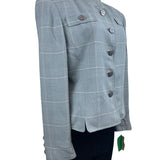 Herbert Grossman Womens Gray Plaid Button-Up Blazer Rayon Material Size 10 USA M