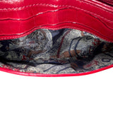 Brighton Women's Red Faux Leather Croc Embossed With Heart Accent Shoulder Bag