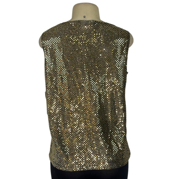 Notations Gold Sequin Sleeveless Top Womens Size M - New