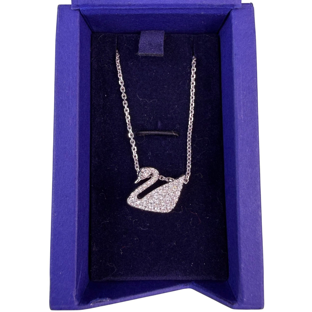 Swarovski Womens Silver Tone Crystal Swan Pendant Necklace Rhodium-Plated