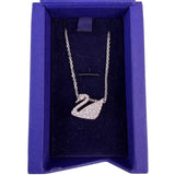 Swarovski Womens Silver Tone Crystal Swan Pendant Necklace Rhodium-Plated