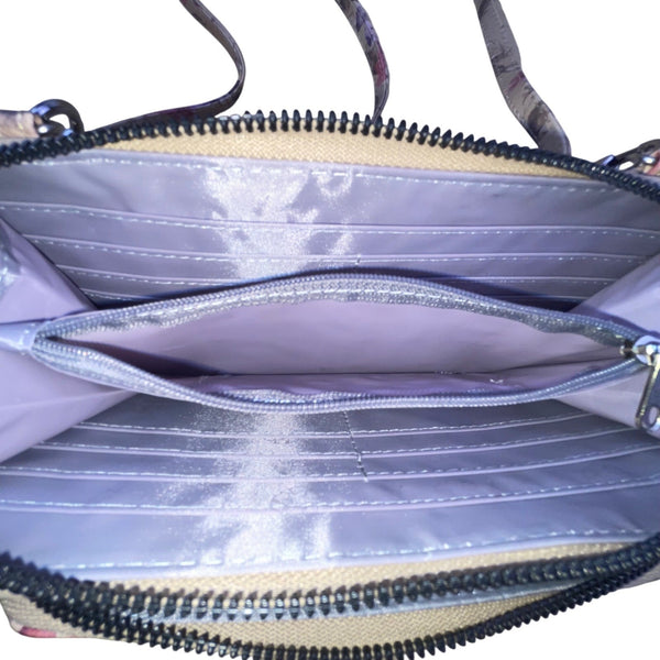 Mundi Women’s Beige Floral Faux Leather Adjustable Strap Crossbody Clutch Bag