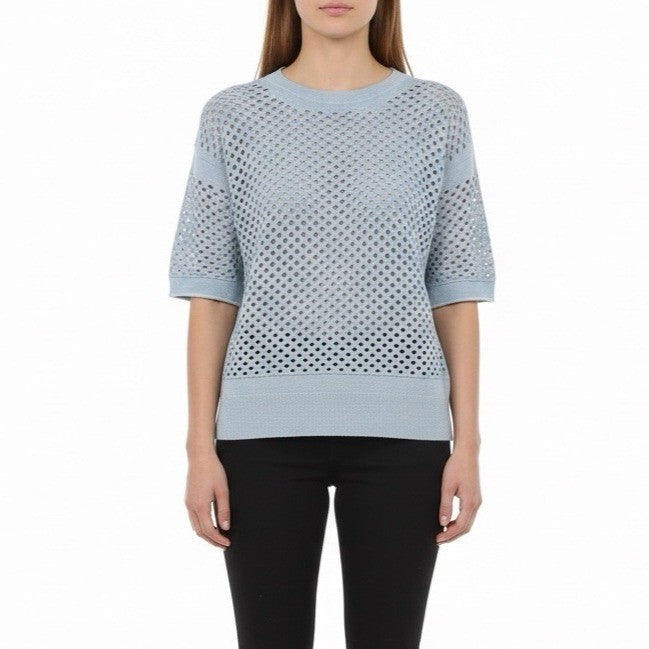 Rebecca Taylor Womens Lavender Open Knit Short Sleeve Sweater Size S