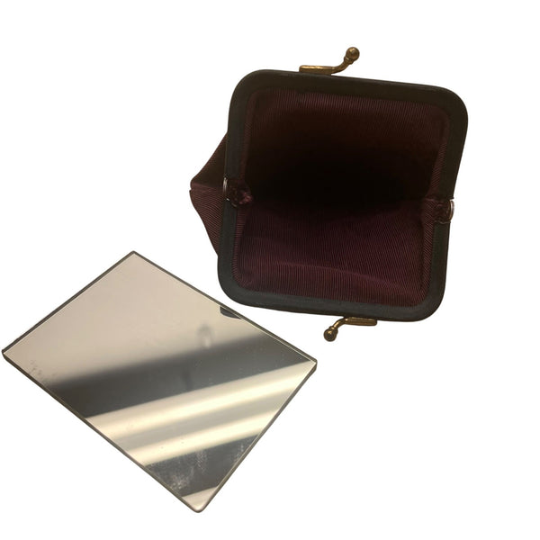 Vintage Women’s Green & Purple Floral Brocade Metal Bamboo Clasp Clutch Bag