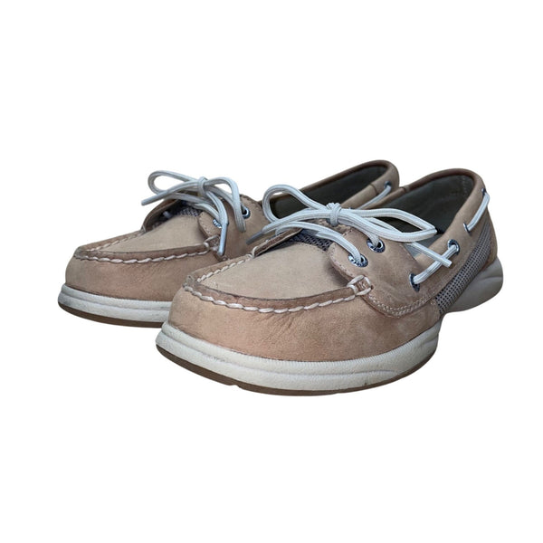 Sperry Women's Beige Leather Casual Slip-On Top Sider Boat Shoes Size 7.5M