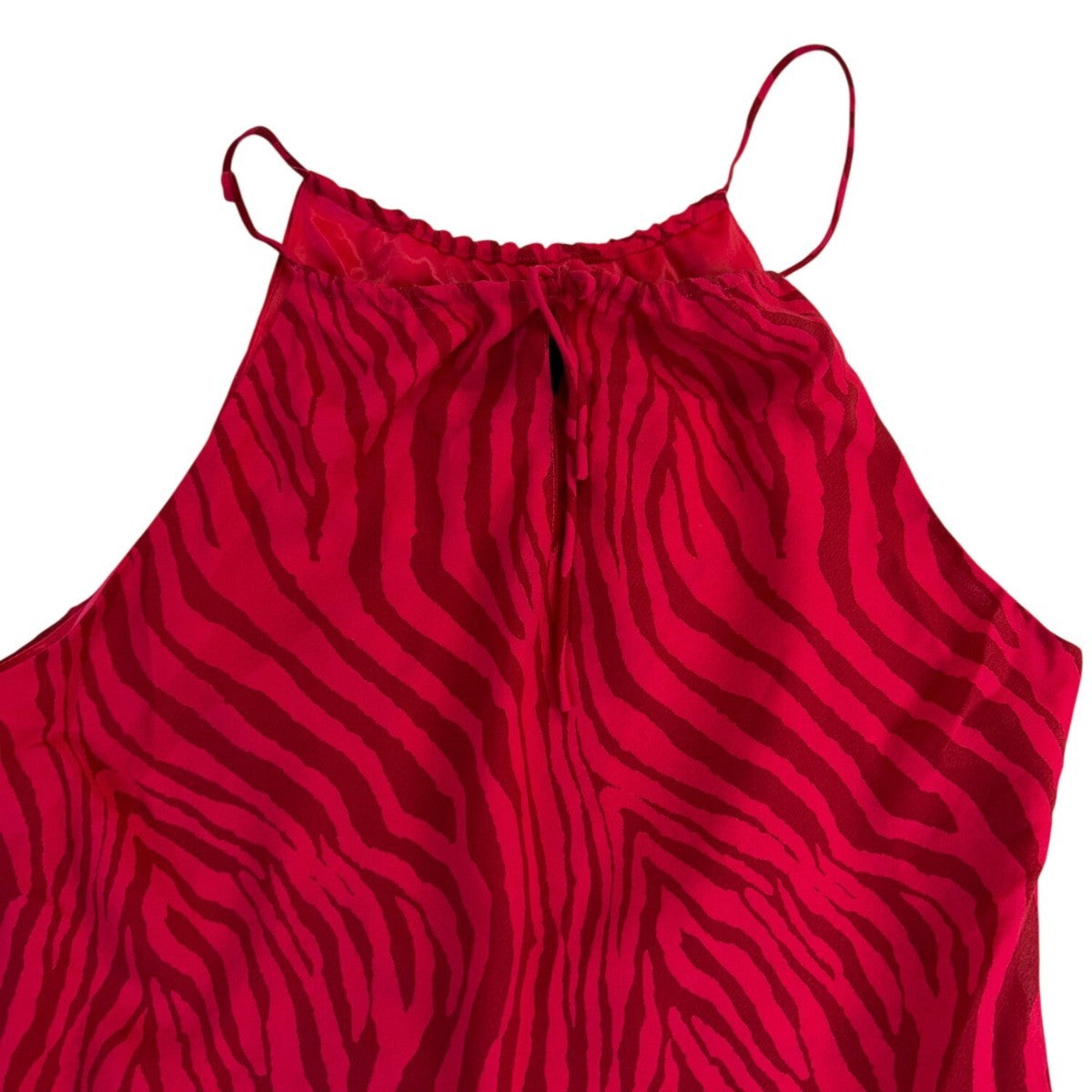 Express Womens Red Polyester Halter Neck Zebra Print Mini Dress Size 3/4 Lined