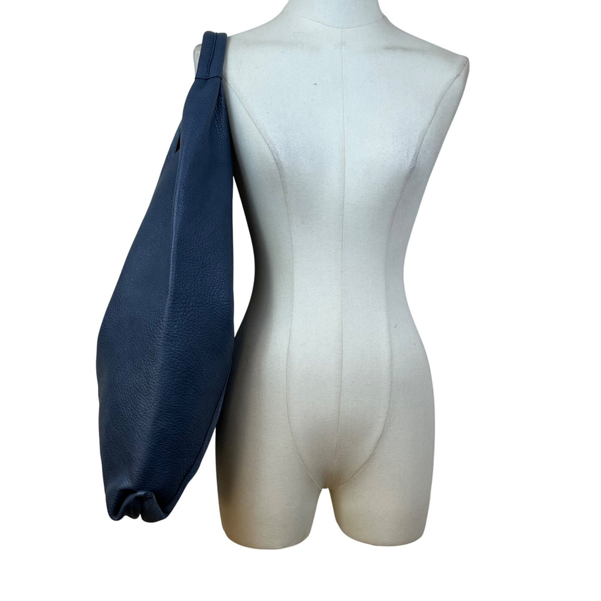 Anthropologie Women’s Navy Blue Textured Leather-Style Slouch Design Handbag