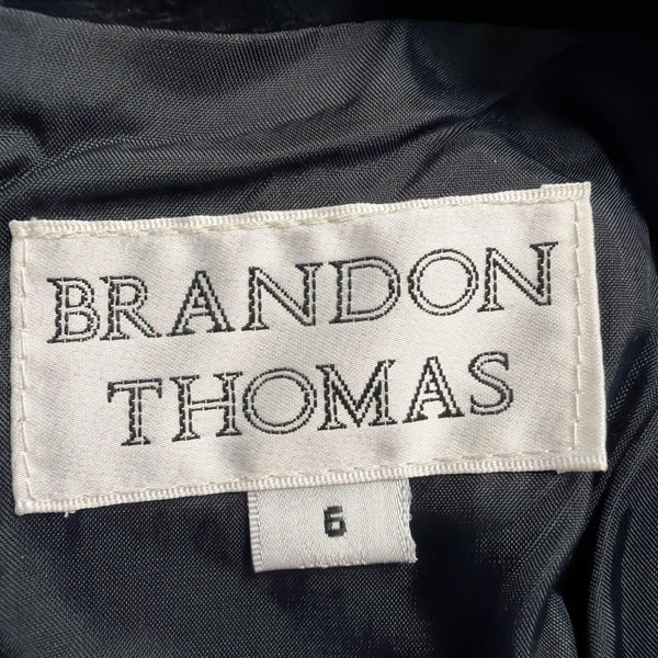 Brandon Thomas Womens Black Leather Midi Skirt With Slit Size 6