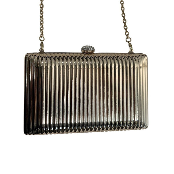 Charming Charlie Women's Gold Crossbody RSVP Evening Clutch Purse Sz S