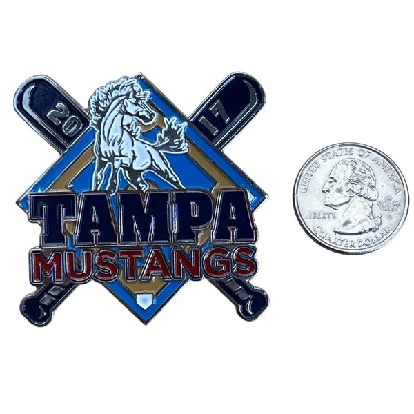 Tampa Mustangs 2017 Softball Pin Collectible With Crossed Bats & Horse Design