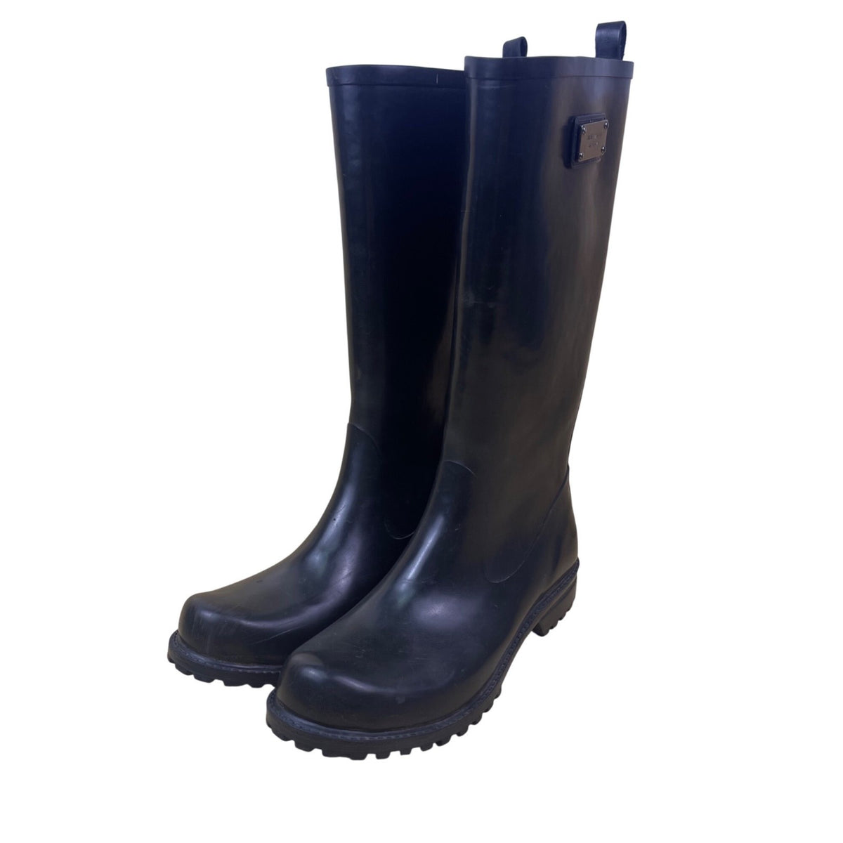 Nine West Women’s Black Rubber Tall Logo Detail Ydoll Rain Boots Size 9M