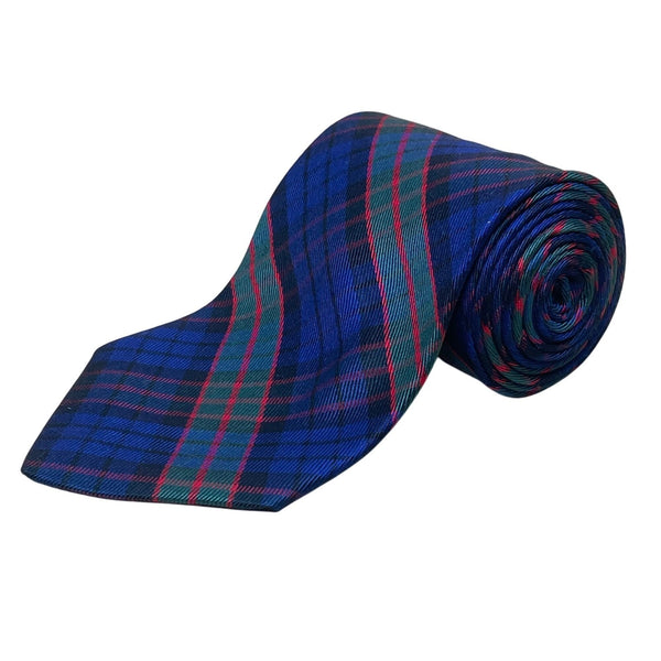 Vintage Brooks Brothers Blue Tartan Silk-Wool Patterned Tie Approx 58"x3.5"