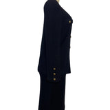 Vintage Black Bouclé Skirt Suit With Gold Button Details