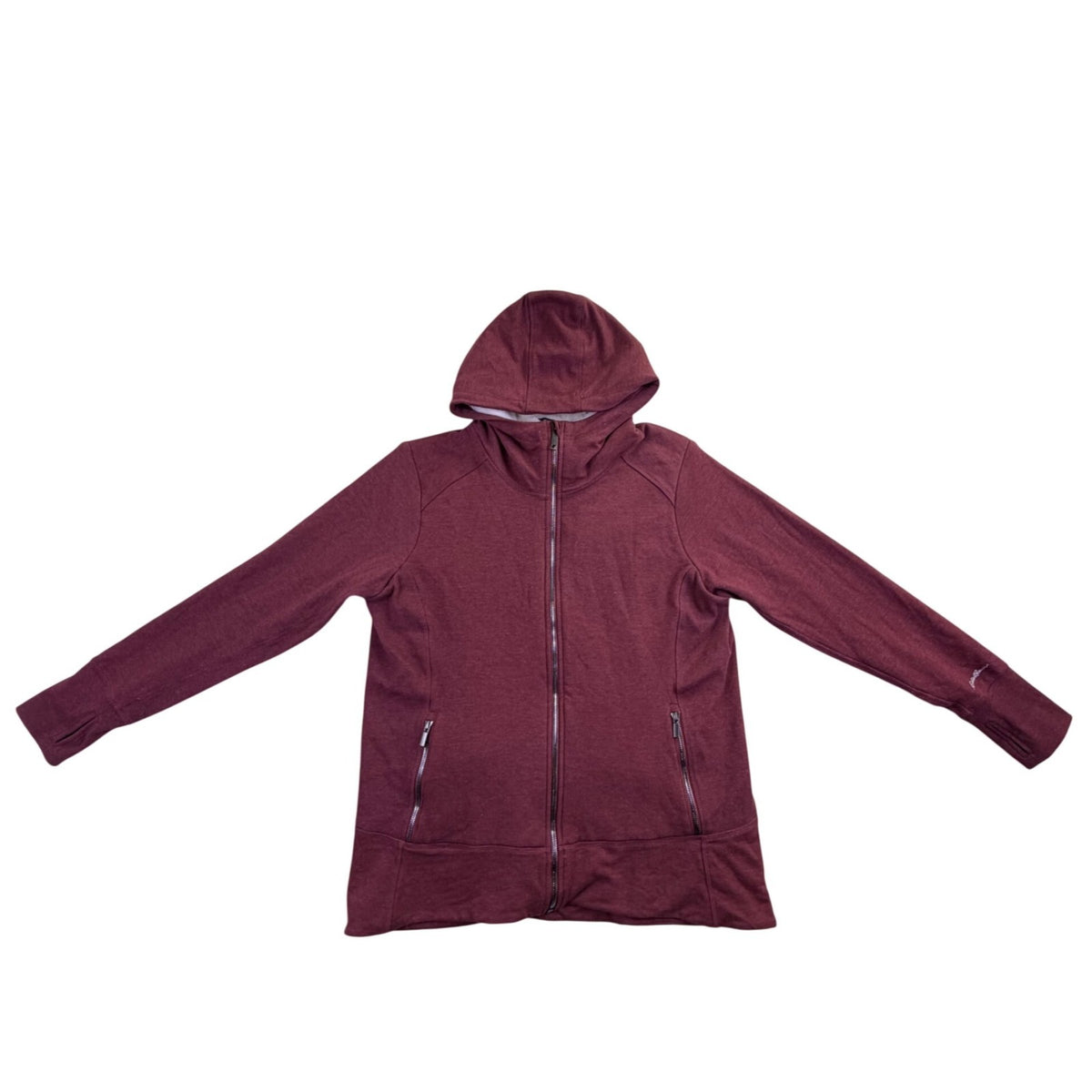 Eddie Bauer Womens Red Hooded Full-Zip Jacket Faux Fur Lining Size XL