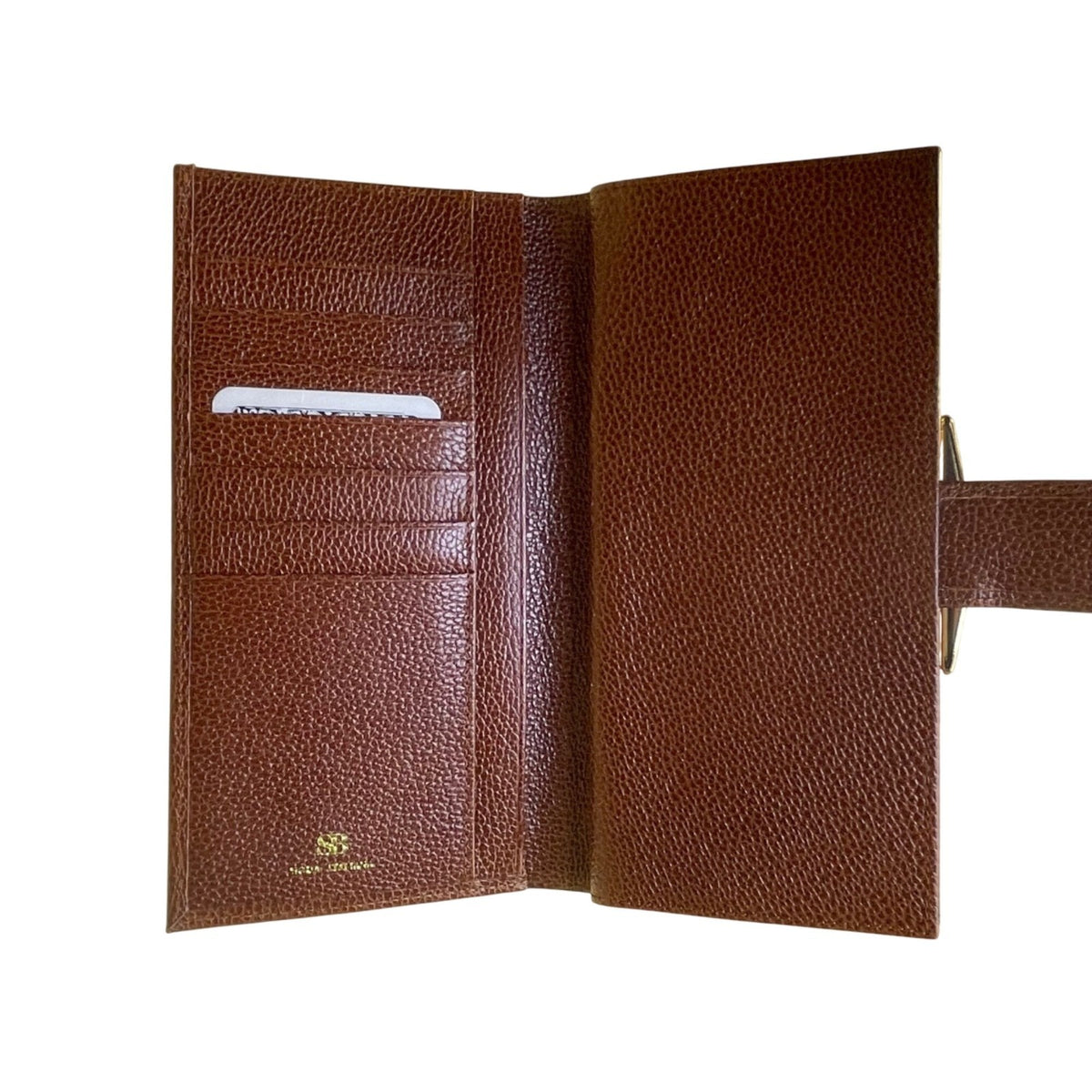 SB Women’s Brown Embossed Leather Gold-Tone Snap Closure Foldable Wallet