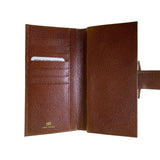 SB Women’s Brown Embossed Leather Gold-Tone Snap Closure Foldable Wallet