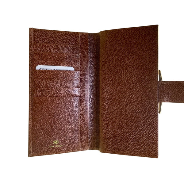 SB Women’s Brown Embossed Leather Gold-Tone Snap Closure Foldable Wallet
