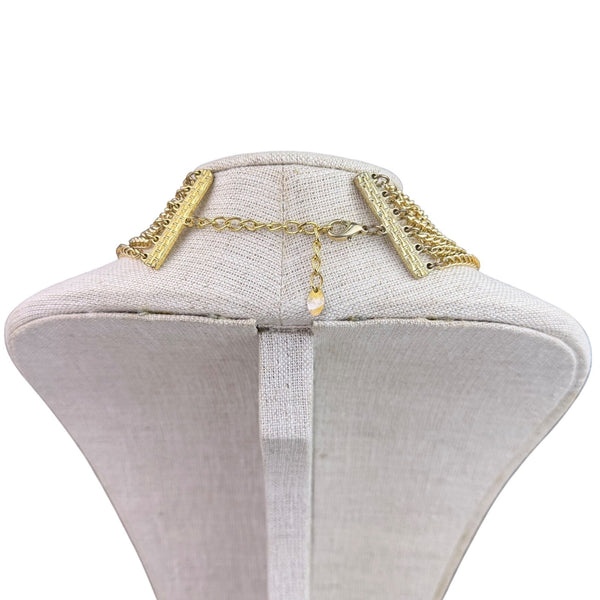 Cara N.Y. Womens Multicolor Fabric & Gold Tone Six-Strand Statement Necklace