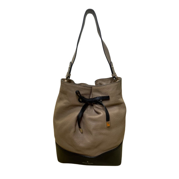 Kate Spade Women’s Brown & Black Leather Snap Closure Bucket Bag