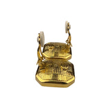 Swarovski Womens Gold Tone Crystal Clip-On Earrings Square Clear Stones