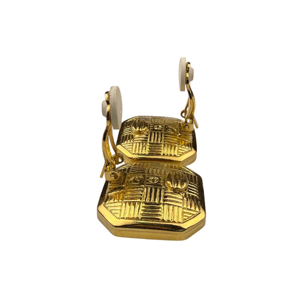 Swarovski Womens Gold Tone Crystal Clip-On Earrings Square Clear Stones