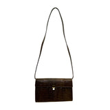 El Corte Inglés Women’s Dark Brown Faux Leather Crocodile-Embossed Shoulder Bag