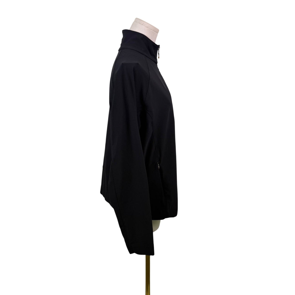 Lucy Womens Black Full-Zip  Jacket Stretch Fabric High Collar With Pockets Sz XL