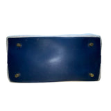 J.McLaughlin Women’s White & Blue Canvas Bamboo Handle Shoulder Bag