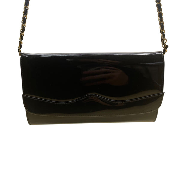 Empire-ORR Women’s Black Patent Leather Gold Chain Strap Clutch Bag