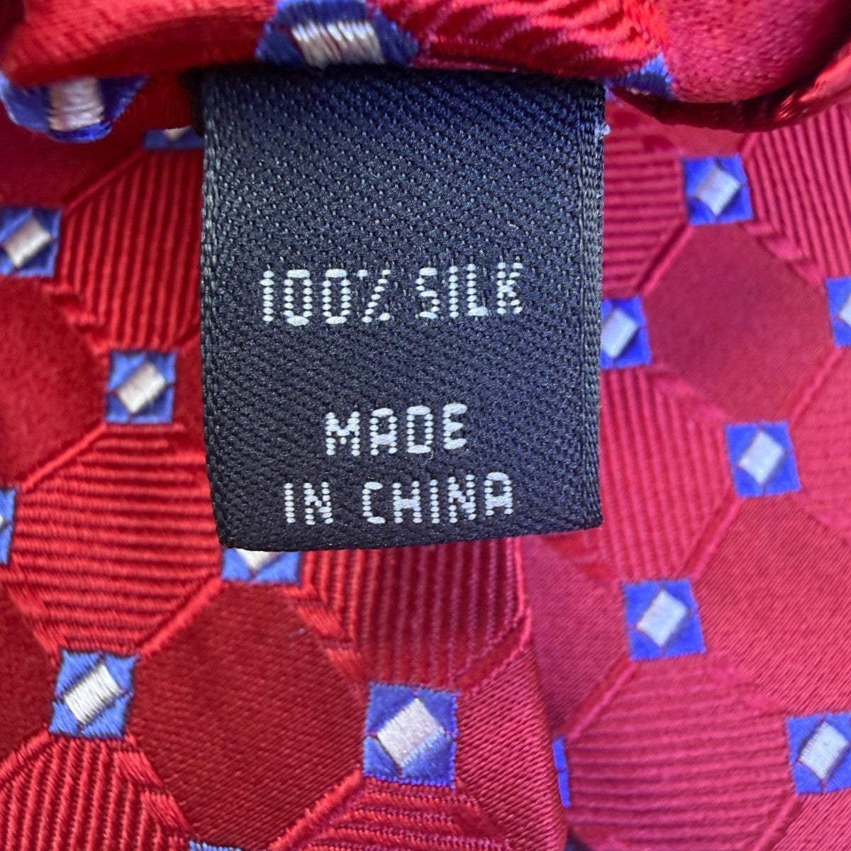 Jos A Bank Mens Red Silk Geometric Tie Executive Collection Blue Pattern