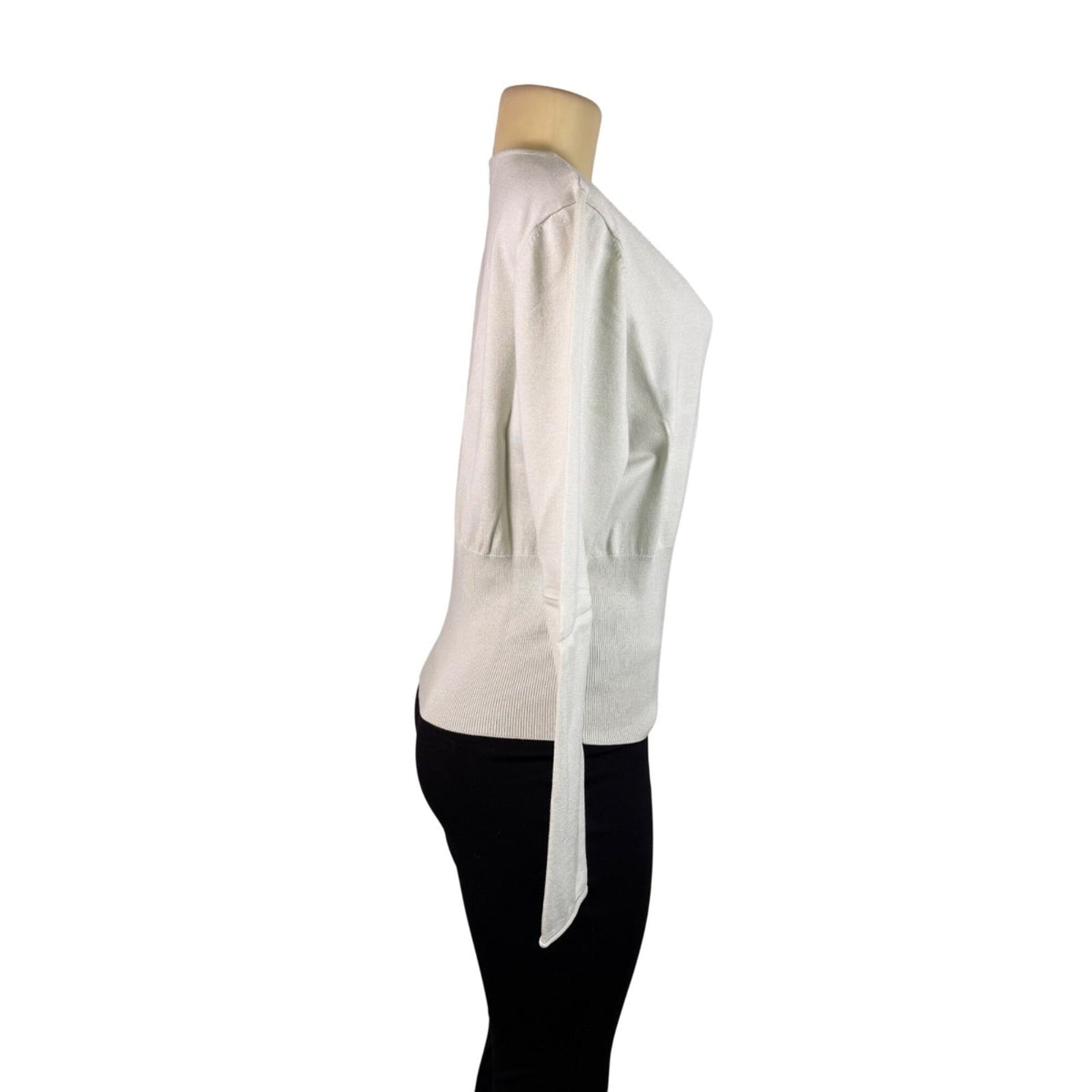 Cest City Womens White Stretch Long Sleeve V-Neck Sweater Size XL