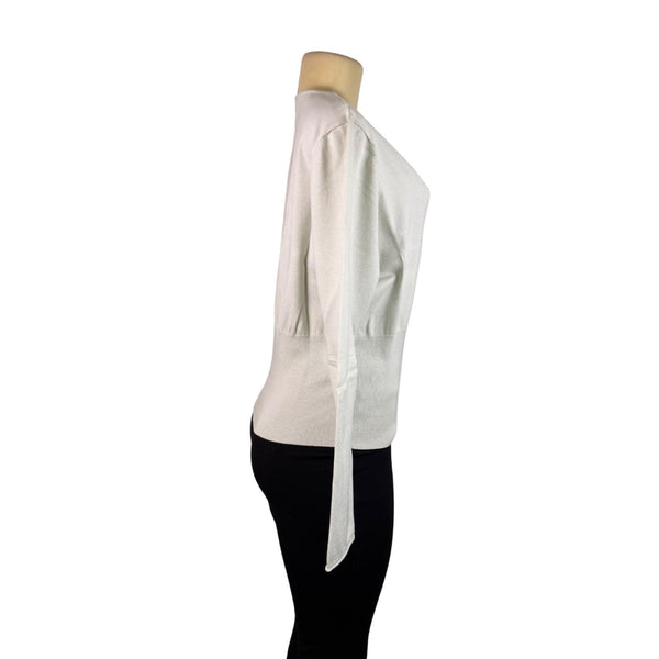 Cest City Womens White Stretch Long Sleeve V-Neck Sweater Size XL