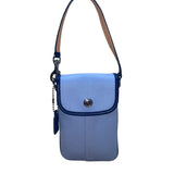 Coach Women’s Light Blue Fabric & Leather With Signature Detail Wristlet Bag