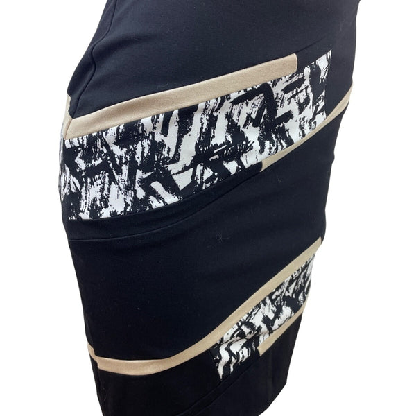White House Black Market Womens Black Abstract Print Pencil Skirt Size 2