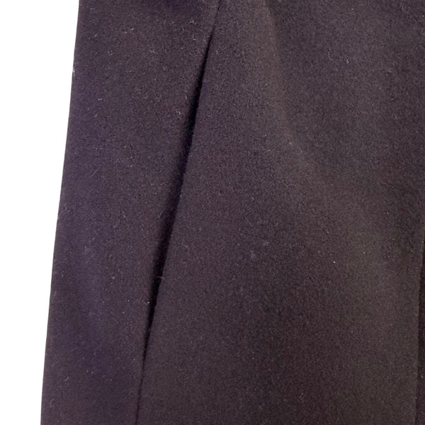 Larry Levine Womens Black Wool Blend Coat With Genuine Rex Rabbit Fur Collar 6P