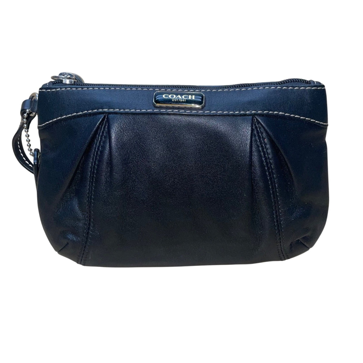 Coach Women’s Black Leather Wristlet Compact Purse