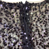 Xpluswear Womens Black Sequin Feather Hem Long Sleeve Cocktail Dress Plus Sz XL