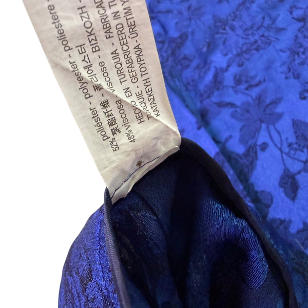 Zara Woman Womens Blue Floral Wide-Leg Pants Drawstring Waist Size M