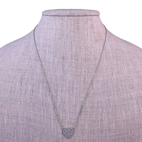 Tabitha Webb Sterling Silver Womens Double Heart Set Necklace W/ Cubic Zirconia