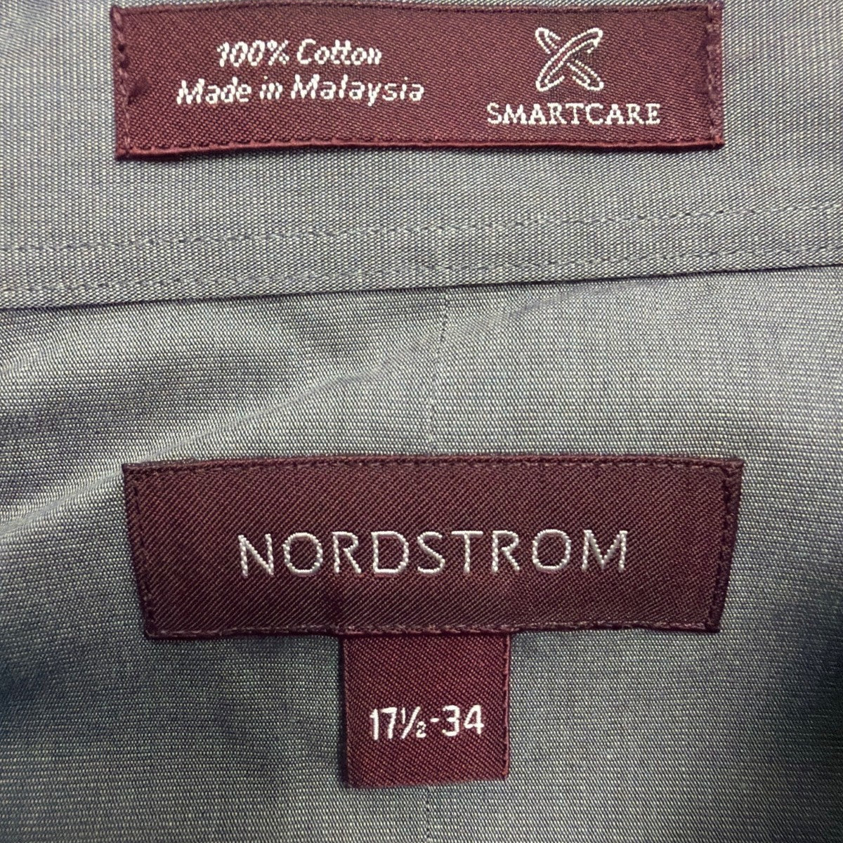 Nordstrom Mens Blue Cotton Button-Down Dress Shirt Size 17 1/2 34