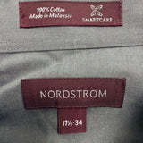 Nordstrom Mens Blue Cotton Button-Down Dress Shirt Size 17 1/2 34