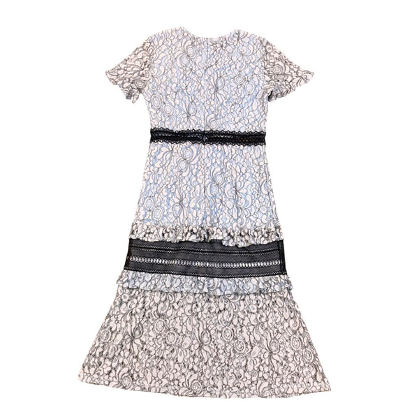 Pretty Little Thing Womens Black & White Lace Midi Dress Elegant & Chic Size 10
