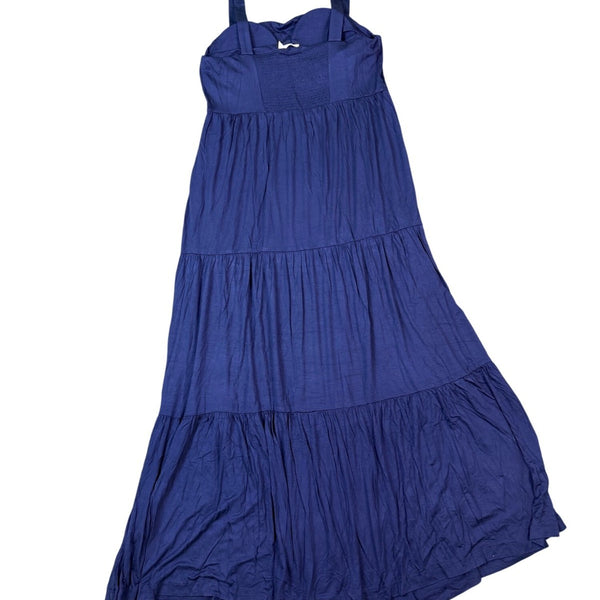 Soma Womens Navy Blue Rayon Blend Maxi Dress Tiered Invisible Support Sz Large