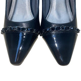 Marbella Women’s Black Chain Accent Pointed Capped Toe Chandler Heels Size 9W
