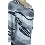 Chico’s Women's Black White Grey Abstract Blouse Sz 2 (EUR 32) - NWT